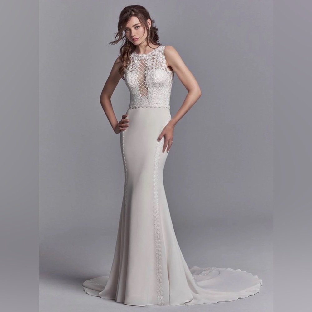 NWOT Sottero and Midgley Barrington Boho Backless lace up Wedding Dress - Size 6